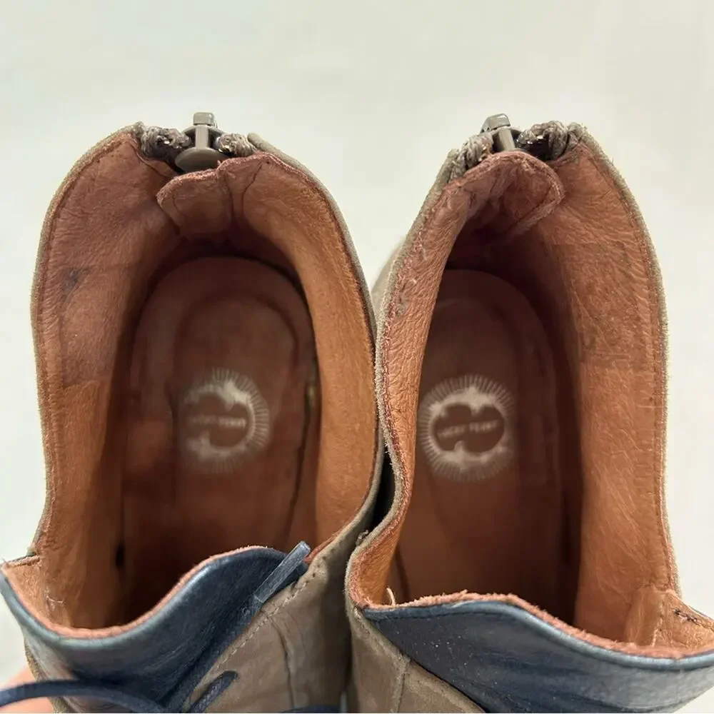 Anthropologie Lucky Penny City Spectator Wedges Taupe Navy Blue Eur 37
